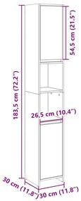 Στήλη Μπάνιου Sonoma Δρυς 30 x 30 x 183,5 εκ. από Ξύλο - Καφέ