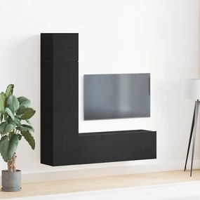 vidaXL Σετ TV τοίχου 3 τεμαχίων σε Μαύρο Δρυ
