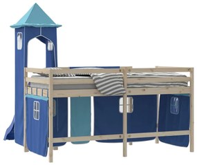 vidaXL Κουρτίνες για Υπερυψωμένο Κρεβάτι με Πύργο Μπλε από Πολυεστέρα