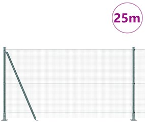 vidaXL Σιδερένιος Φράκτης με 13 Στυλό Πράσινο 1.2x25 μ. Χάλυβας