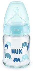 Μπιμπερό Γυάλινο Σιλικόνης First Choice Plus 10747117 Temperature Control 120ml 0-6 Μηνών Blue Nuk 120ml Glass,Silicon