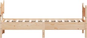 vidaXL Σκελετός Κρεβατιού Χωρίς Στρώμα 75x190 εκ Μασίφ Ξύλο Πεύκου