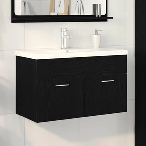 vidaXL Ντουλάπι Μπάνιου Επιτοίχιο Μαύρη Οξυά 80 x 38,5 x 46 cm