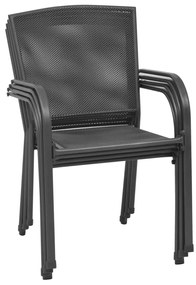 Καρέκλες Εξωτερικού Χώρου με Πλέγμα 4 τεμ. Ανθρακί Ατσάλινες - Ανθρακί