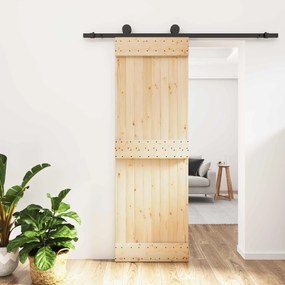 vidaXL Συρόμενη Πόρτα Φυσικό και Μαύρο 70 x 210 cm