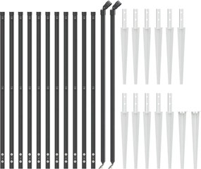 vidaXL Συρματόπλεγμα Περίφραξης Ανθρακί 1,1 x 25 μ. με Καρφωτές Βάσεις