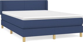 vidaXL Κρεβάτι Boxspring με Στρώμα Μπλε 140x200 εκ. Υφασμάτινο