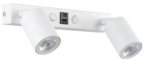 Απλίκα Φωτιστικό Τοίχου 2xGU10 Σποτ Reading Light USB Top TK Lighting 10276 Λευκό