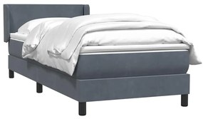 vidaXL Κρεβάτι Boxspring με Στρώμα Σκούρο Γκρι 90x220 εκ. Βελούδινο