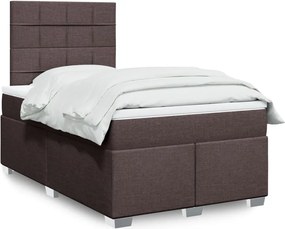 vidaXL Κρεβάτι Boxspring με Στρώμα Σκούρο Καφέ 120x190 εκ Υφασμάτινο