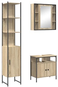 vidaXL Σετ Επίπλων Μπάνιου 3 pcs Sonoma Δρυς 33 x 33 x 185.5 εκ