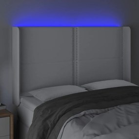 Κεφαλάρι Κρεβατιού LED Λευκό 147x16x118/128 εκ. Συνθετ. Δέρμα - Λευκό