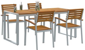 vidaXL Σετ Τραπεζαρίας Κήπου 5 Τεμαχίων Ξύλου Teak και Αλουμινίου
