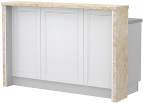 Πάγκος νησίδας Tahoma-Μήκος: 150 εκ.-Λευκό ματ-Latino Marble