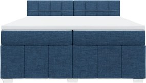 vidaXL Κρεβάτι Boxspring με Στρώμα Μπλε 200x200 εκ. Υφασμάτινο