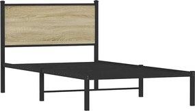 vidaXL Σκελετός Κρεβ. Χωρίς Στρώμα Sonoma Δρυς 100x190 εκ. Μεταλλικό