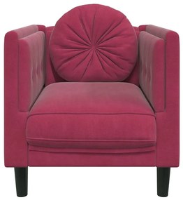 vidaXL Πολυθρόνα Μπορντό Βελούδινη με Μαξιλάρι
