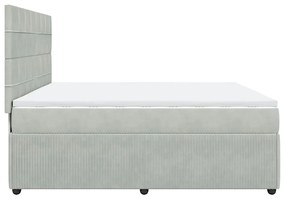 vidaXL Κρεβάτι Boxspring με Στρώμα Ανοιχτό Γκρι 200x200 εκ. Βελούδινο