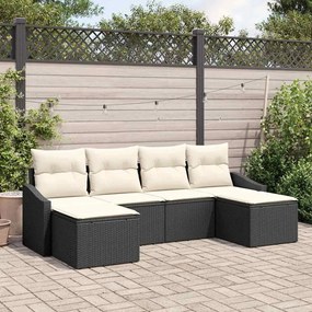 vidaXL Σέτ φαγητού για κήπο με μαξιλάρι 6 pcs Μαύρο και Κρέμα