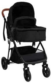 vidaXL Καροτσάκι Μωρού 3 σε 1 Ανθρακί / Μαύρο Ατσάλινο