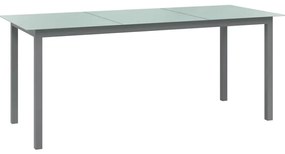 vidaXL Τραπέζι Κήπου Ανοιχτό Γκρι 190x90x74 εκ. από Αλουμίνιο / Γυαλί