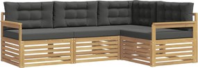 vidaXL Σειρά Καναπέ Εξωτερικού 5 pcs Άσπρο και Ανθρακί Πολυεστέρας