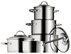 Σετ κατσαρόλες WMF Provence Plus 5, 9 μέρη, Ανοξείδωτο ατσάλι 18/10, Πάτος TransTherm πολλαπλών στρώσεων, Επαγωγή, Ασημί