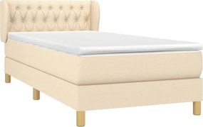 vidaXL Κρεβάτι Boxspring με Στρώμα Κρεμ 100 x 200 εκ. Υφασμάτινο