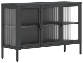 vidaXL Ντουλάπι Μαύρο 105 x 35 x 70 εκ. από Γυαλί και Ατσάλι
