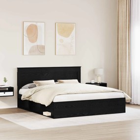 vidaXL Σκελετός Κρεβατιού Μαύρη Δρυς 200 x 200 cm Επεξεργασμένο Ξύλο