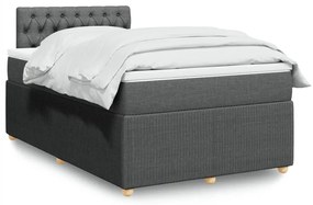 Κρεβάτι Boxspring με Στρώμα Σκούρο Γκρι 120x200 εκ. Υφασμάτινο - Γκρι