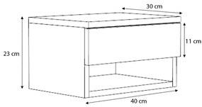 Κομοδίνο επιτοίχιο Mary Megapap χρώμα λευκό 40x30x23εκ.