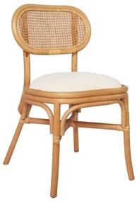 Καρέκλες Τραπεζαρίας 6 τεμ. από Λινό Ύφασμα - Λευκό