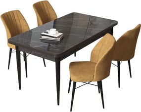 Dining Table &amp; Chairs Set (5 Pieces) Arp - Black Marble, Cappuccino Black Marble
Cappuccino