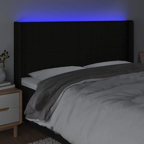 Κεφαλάρι Κρεβατιού LED Μαύρο 163x16x118/128 εκ. Υφασμάτινο - Μαύρο
