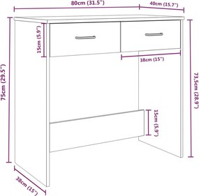 vidaXL Γραφείο Γκρι Sonoma 80 x 40 x 75 εκ. από Επεξεργασμένο Ξύλο