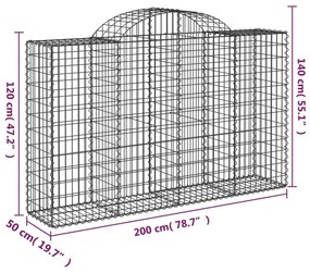 Συρματοκιβώτια Τοξωτά 40 τεμ. 200x50x120/140 εκ. Γαλβαν. Ατσάλι - Ασήμι