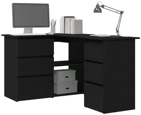 vidaXL Γωνιακό γραφείο Μαύρη δρυς 145 x 100 x 76 εκ Επεξεργασμένο ξύλο