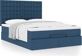 vidaXL Οθωμανικό κρεβάτι με στρώμα μπλε 140x190cm ύφασμα
