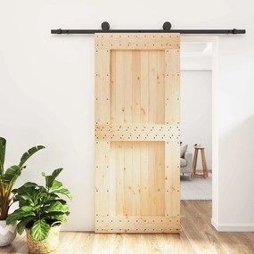 vidaXL Συρόμενη Πόρτα Φυσικό και Μαύρο 90 x 210 cm