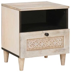vidaXL Κομοδίνο 2 pcs Μπεζ 40 x 33 x 46 εκ. Μασίφ ξύλο μάνγκο