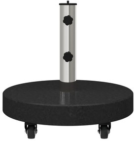 vidaXL Βάση Ομπρέλας με Ρόδες για Πόλους Ø38/48mm Μαύρη Γρανίτη 30 kg Στρογγυλή