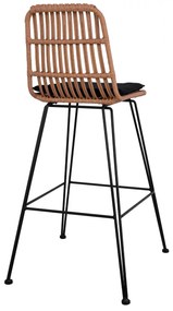Σκαμπό Μπαρ ALLEGRA C5452 Μεταλλικό με Μπέζ Wicker &amp; Μαξιλάρι 56x60x109 εκ. 56x60x109 εκ.