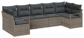 vidaXL Σετ Καναπέ Κήπου 7 pcs Γκρι Πολυ rattan, βαμμένο ατσάλι