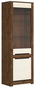Βιτρίνα Boston AY105, Γυαλιστερό κρεμ, April δρυς, Με πόρτες, 205x69x46cm