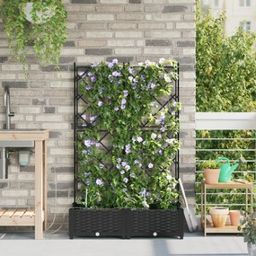 vidaXL Γλάστρες Κήπου 1 τεμ Καφασωτό Μαύρο 80 x 40 x 126 cm Πλαστικό