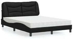 Κρεβάτι με Στρώμα Μαύρο 120 x 200 εκ. Συνθετικό Δέρμα