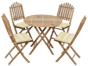 Σετ Τραπεζαρίας Εξ. Χώρου Πτυσσόμενο 5 τεμ. Μπαμπού & Μαξιλάρια