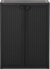 vidaXL Ντουλάπι Αποθήκευσης Κήπου Μαύρο 65x45x88 εκ. από Ρατάν PP
