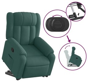 vidaXL Πολυθρόνα Ανακλινόμενη με Ανύψωση Σκούρο Πράσινη Υφασμάτινη